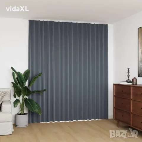 vidaXL Затъмняваща завеса с куки, сива, 290x245 см, снимка 2 - Пердета и завеси - 56146049