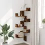 vidaXL Стенен ъглов рафт опушен дъб 45x45x147 см инженерно дърво, снимка 3