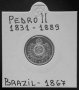 Монета Бразилия 200 Реис 1867 г. Крал Педро II