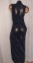 M/XL Черна много еластична дълга рокля със сребристи камъчета , снимка 7