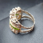 Винтидж / Стар семеен сребърен пръстен със зелен емайл / проба 925 , снимка 5