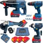  **Гайковерт,Ъглошлайф,Винтоверт,Перфоратор Комплект Акумулаторни Безчеткови Машини 4в1  36V 10Ah** , снимка 1
