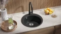 графит кръгла кухненска мивка от гранит Пиза 45 Top 500 x 500 мм, снимка 8