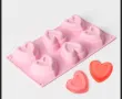 6 високи сърца сърце изгдигнато с вдлъбнатина силиконов молд форма шоколад гипс кексчета мъфини гипс, снимка 2