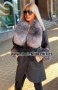 Дамско луксозно палто кашмир вълна и лисица код 186, снимка 1 - Палта, манта - 34521294