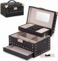 Нова голяма кутия за бижута Калъф за съхранение на пръстени обеци гривни органайзер за пътуване