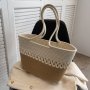 Плетена чанта тип кошница Brown, снимка 3