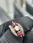 💎 Великолепен античен златен пръстен „Трилогия“ с диаманти и рубини (19-ти век) 💎, снимка 8