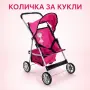Детска количка за кукли с подвижен сенник, колани и кош за аксесоари, снимка 1