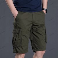 Мъжки къси свободни прави ежедневни панталони с много джобове, 4цвята - 023, снимка 3 - Къси панталони - 40852563