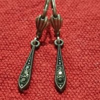 Vintage антични сребърни обеци с маркизити , снимка 1 - Антикварни и старинни предмети - 41937558