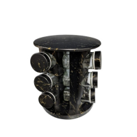 Комплект 12 бурканчета за подправки на стойка, черен мрамор, снимка 3 - Аксесоари за кухня - 44719288