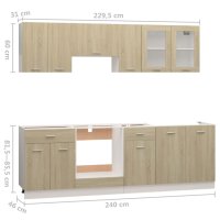 Комплект кухненски шкафове от 8 части, дъб сонома, ПДЧ, снимка 10 - Кухни - 40301904