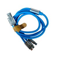 Универсален, светещ, троен кабел с накрайници , снимка 1 - Оригинални зарядни - 42235047