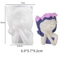 3D момиче с цветя ваза кашпа силиконов молд форма гипс смола , снимка 4 - Форми - 42365136