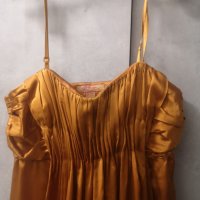 Официална Рокля цвят тиква, естествена коприна, М, снимка 6 - Рокли - 42473384