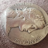 Сребърен Медал за награда на Франция по стрелба плакет жетон, снимка 2 - Антикварни и старинни предмети - 41343495