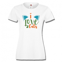 Дамска тениска I Love Cats,Тениска с Кучета,Животни,Изненада,Празник, снимка 4 - Тениски - 36428268