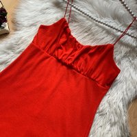 Червена рокля рипс, снимка 2 - Рокли - 41935086