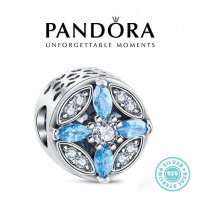 Талисман Пандора сребро проба 925 Pandora Blue stone Fairytale. Колекция Amélie, снимка 1 - Гривни - 41242998