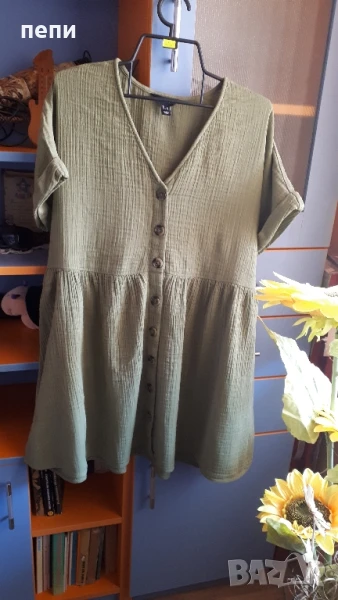 Уникална дамска рокля от памук -Л -Размер, снимка 1