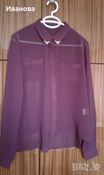 Риза с дълъг ръкав бордо, снимка 1