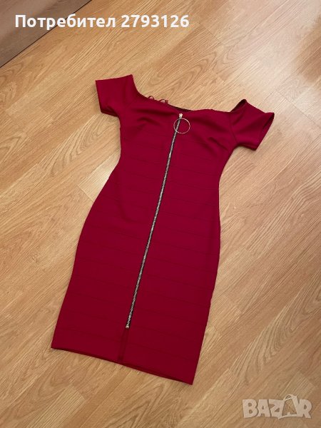 Секси червена рокля с паднали рамене , снимка 1
