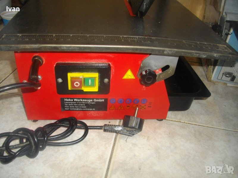 HEKA ф180mm/600W-Немска Профи Ел.Машина Мокро/Сухо Рязане Плочи/Плочки-С Вана За Вода-Почти Нова, снимка 1