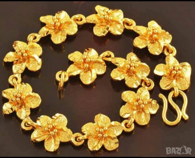 Нежна гривна цветя от 9к попълнено злато 20 лв., снимка 1