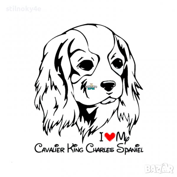 Стикер за автомобил на породата Кавалер Кинг Чарлз шпаньол Стикери за автомобили на различни породи, снимка 1