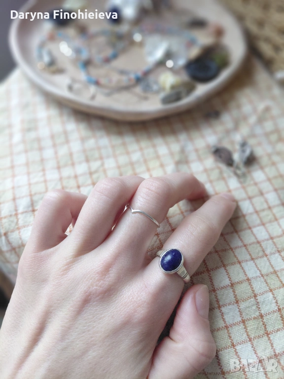 Сребърен пръстен с естествен камък , снимка 1