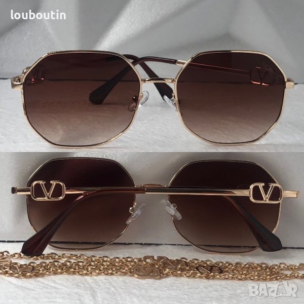 Valentino дамски слънчеви очила Осмоъгълник с верижка синджир, снимка 1