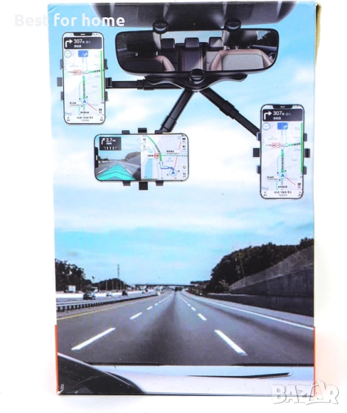  360° въртящ се държач за телефон за кола с огледало, снимка 1