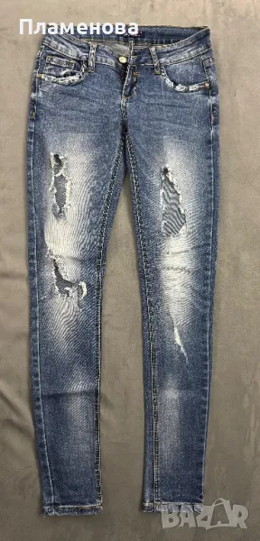 Дамски накъсани дънки S/M, снимка 1