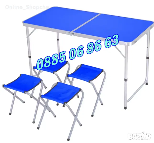 Сгъваема градинска маса 120х60 с 4 бр. столчета, къмпинг сгъваема маса, снимка 1