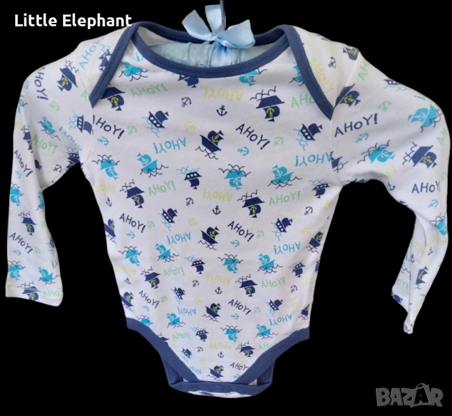 Боди с дълъг ръкав за 2-3 год момченце"Little sailor,Ahoy",Англия/нов, снимка 1
