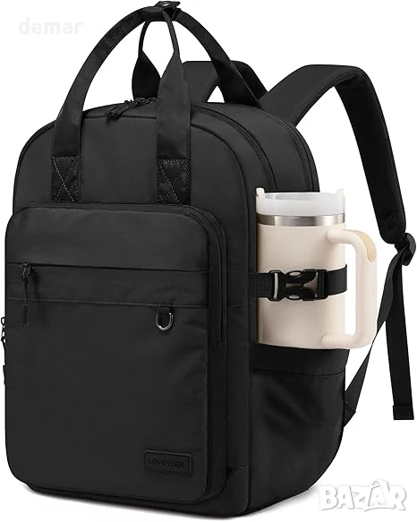 LOVEVOOK модерна дамска раница за лаптоп 15,6 инча, водоустойчива, черна, снимка 1