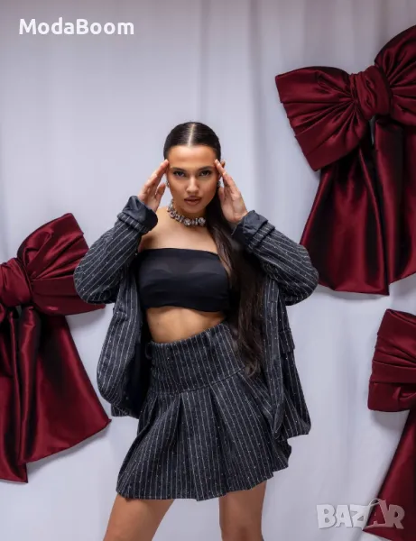 Блестящ комплект пола и сако , снимка 1