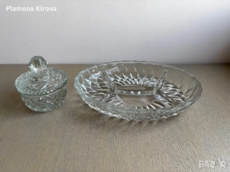 Оловен кристал | Захарница и плато за ядки, снимка 1