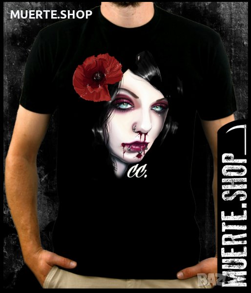 Черна тениска с щампа LOVE THE PIERCING, снимка 1