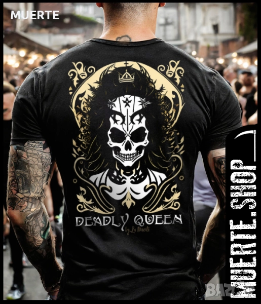Черна тениска с щампа DEADLY QUEEN, снимка 1