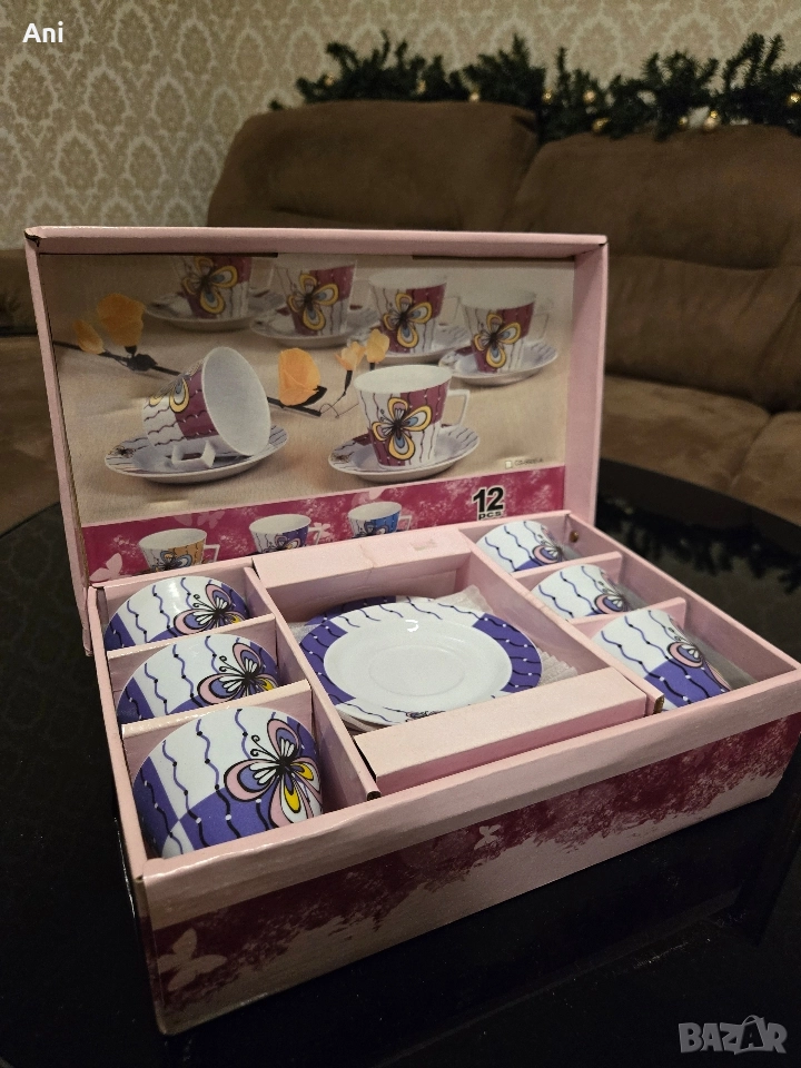 ЯПОНСКИ лилав сервиз с пеперудки за чай/кафе, снимка 1
