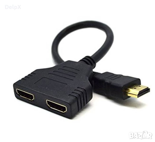 Кабел преходен изход HDMI(м) вход 2xHDMI(ж) 0,3m, снимка 1