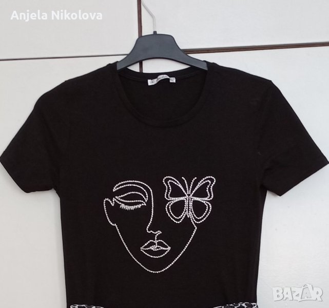 Тишърт с кристални камъчета, снимка 1