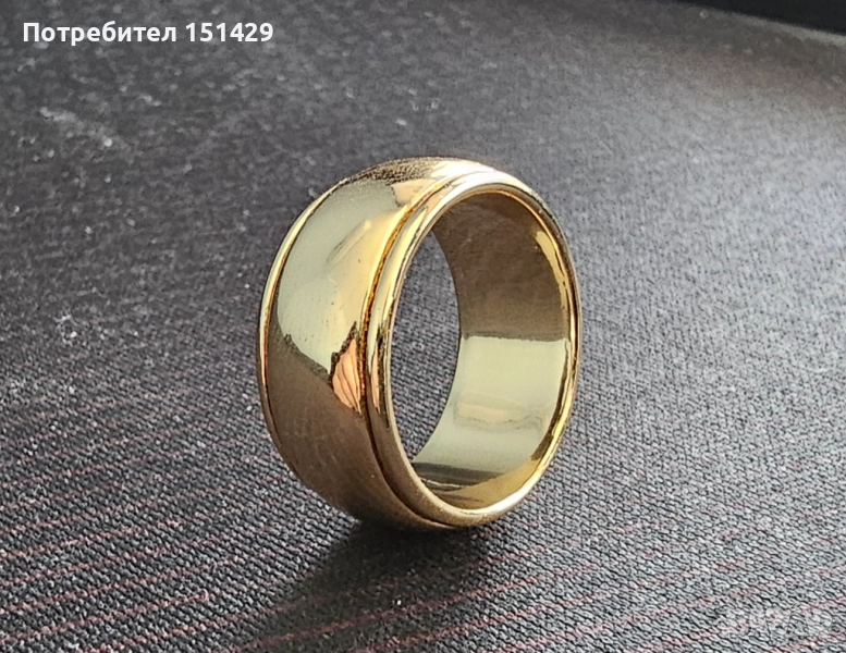 Златен пръстен нов - позлатена стомана, снимка 1