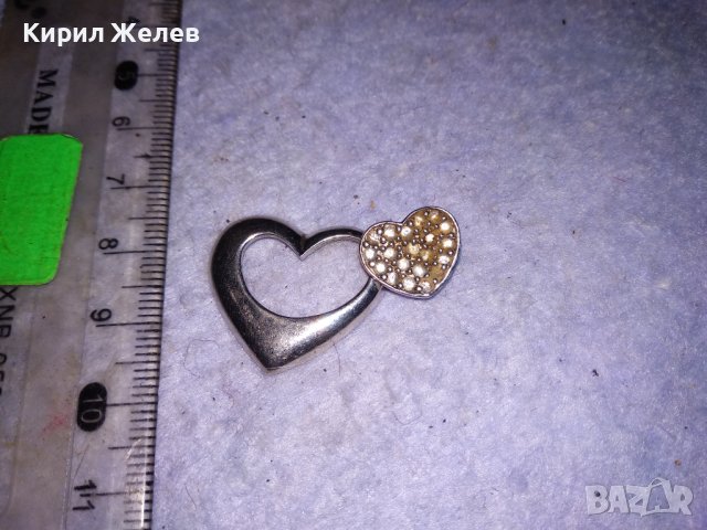 ПРЕКРАСЕН СЪРЦЕВИДЕН ДВОЕН РАЗДВИЖЕН СРЕБЪРЕН АРТ МЕДАЛЬОН СРЕБРО 925 с БЯЛА ПОЗЛАТА и ЦИРКОНИ 38508, снимка 7 - Колиета, медальони, синджири - 41454748