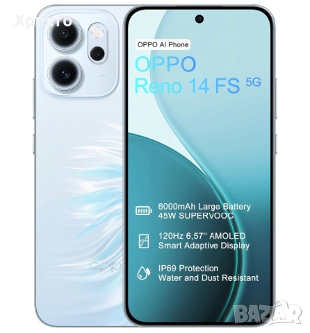 НОВО!!! OPPO Reno14 FS 5G, 12GB, 512GB, Opal Blue , снимка 2 - Други - 53346274