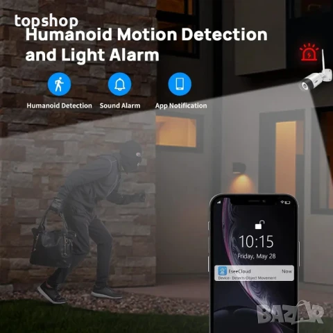 НОВА външна охранителна булет камера Hiseeu HB215F Bullet, 2-посочно аудио, 5MP IP камера, IP66..., снимка 3 - IP камери - 50503813