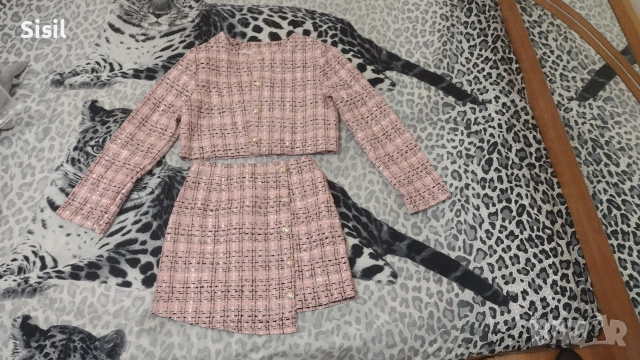 Елегантен комплект пола със късо сако розов цвят , снимка 7 - Комплекти - 52863743