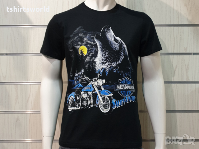 Нова мъжка тениска с дигитален печат HARLEY DAVIDSON -Вълк (Wolf), Survivor , снимка 7 - Тениски - 36178206